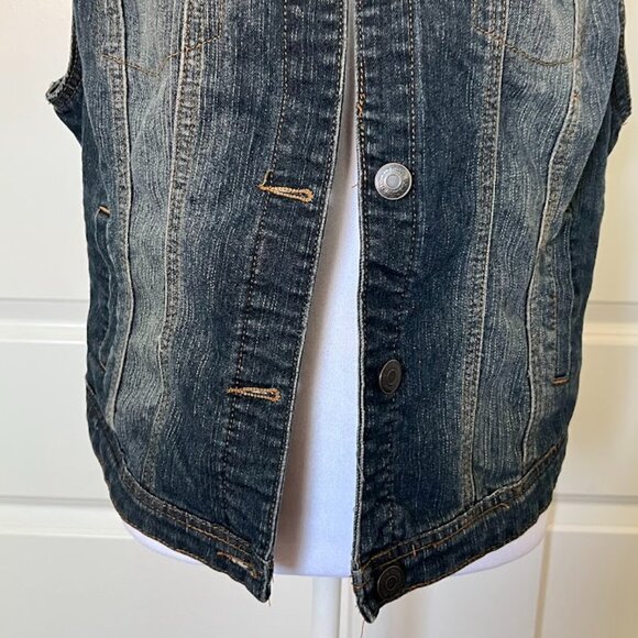 Beverly Hills Polo Club Dark Wash Button Up Denim Jean Vest Size XL - Picture 3 of 5